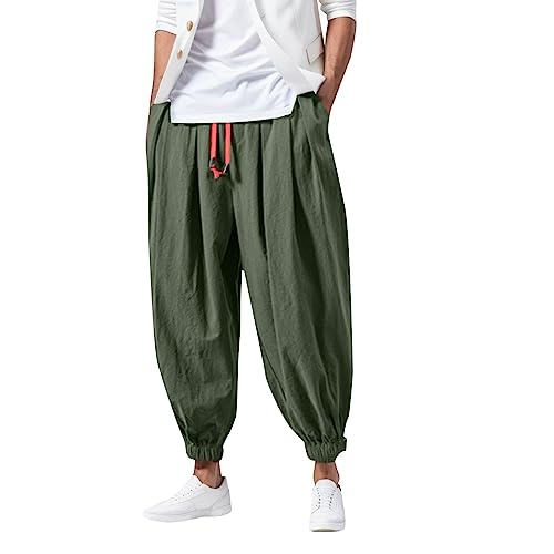Haremshose Herren Lang Baggy Pumphose mit Taschen Elastischer Bund Baumwolle und Leinen Männer Loose Casual Heimhose Leichte Atmungsaktiv Pluderhose Oversize Weites Bein Jogginghose Haremshose Herren Lang Baggy Pumphose mit Taschen Elastischer Bund Baumwolle und Leinen Männer Loose Casual Heimhose Leichte Atmungsaktiv Pluderhose Oversize Weites Bein Jogginghose von Generisch