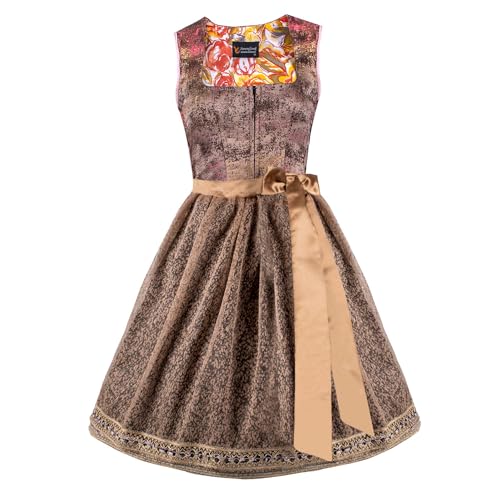 Harmony Damen Midi Dirndl Claire Misty BRAUN : Trachtenkleid mit Trachtenrock und Dirndlschürze für Oktoberfest und besondere Anlässe (DE/NL/SE/PL, Numerisch, 38, Regular, Regular, Braun) von Generisch