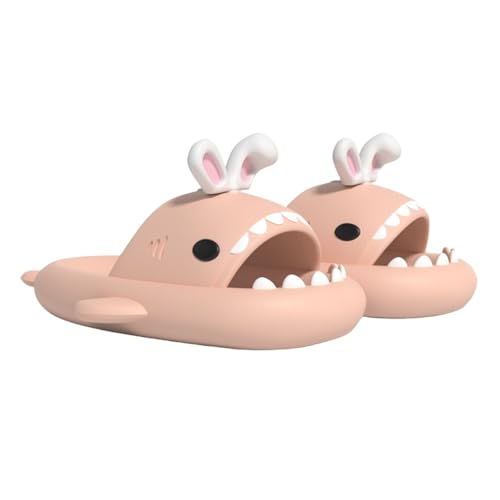 Hasenohr-Hai-Slides, rutschfeste, leichte Unisex-Sandalen, Hausschuhe für Strand und Pool, gepolstertes Komfortdesign (Pink, Erwachsene, 40, Numerisch (von/bis), EU Schuhgrößensystem, 41, M) von Generisch
