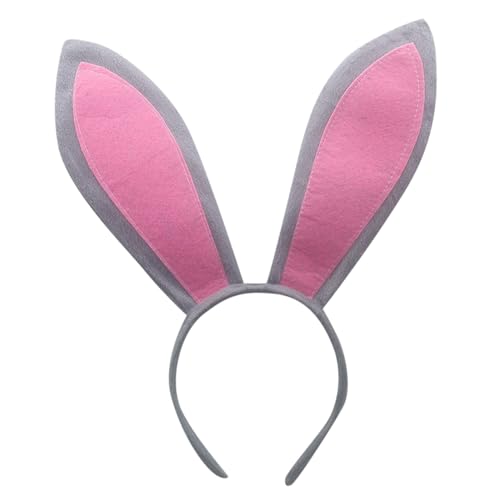 Hasenohren Stirnband Haarband Damen Stirnbänder Ostern Haarreif Haarreifen Haarschmuck für Fasching Karneval Kostüm Zubehör für Kinder und Erwachsene Karneval Halloween Fasching (B4-Grey) von Generisch