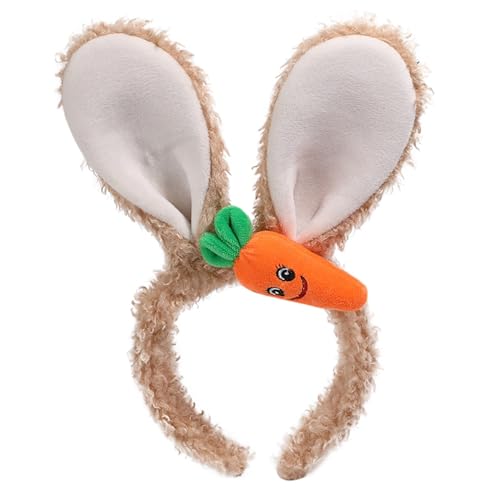 Hasenohren Stirnband Haarband Damen Stirnbänder Ostern Haarreif Haarreifen Haarschmuck für Fasching Karneval Kostüm Zubehör für Kinder und Erwachsene Karneval Halloween Fasching (B7-Khaki) von Generisch