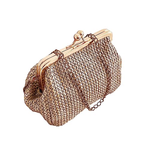 Hasp Damen Weben Handtaschen Strand Weibliche Rattan Geldbörse Werkzeug Gürtel Taschen (Khaki, One Size) von Generisch