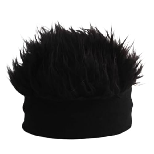 Hat with Hair Attached - Stylish Knitted Wig | Stretchable Spiked Cap Realistic Artificial Look, Funny Cosplay for Halloween Party Role Play Casual Everyday Outdoor Wear von Generisch