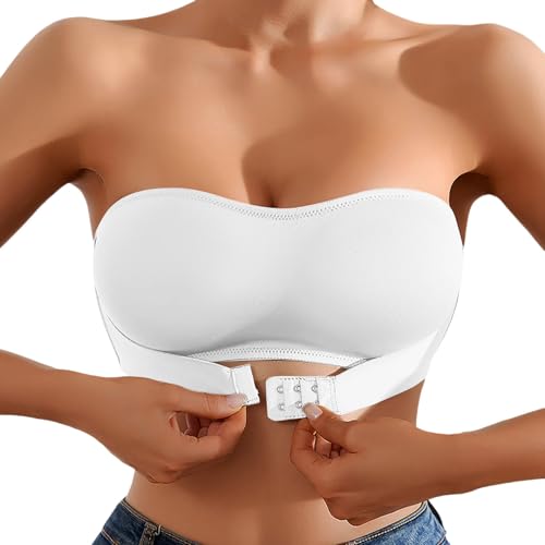 Hatme BH Trägerloser BH Push Up ohne Bügel Bandeau Top Damen Bralette mit Rutschfester Silikon Transparente Träger Nahtloser BH Tube Top Push-up von Generisch