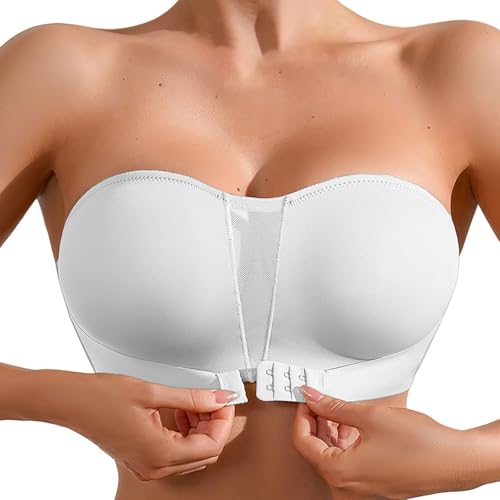 Hatme BH Trägerloser BH Push Up ohne Bügel Bandeau Top Damen Bralette mit Rutschfester Silikon Transparente Träger Nahtloser BH Tube Top Push-up von Generisch
