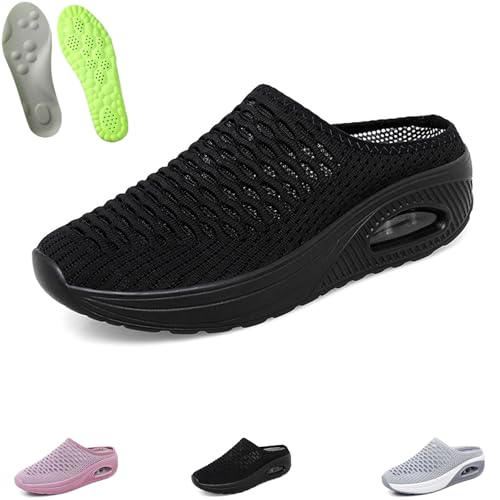 Hatme Orthopädische Hausschuhe, Slip On Clogs Mit Atmungsaktivem Mesh Und Luftpolster Fußgewölbeunterstützung Für Damen (Schwarz, Erwachsene, Damen, 37, Numerisch, EU Schuhgrößensystem, M) von Generisch
