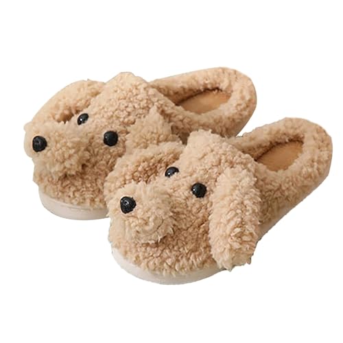 Hauspantoffeln Damen Plüsch, Baumwolle Hausschuhe Damen Tierform Lustige Hausschlappen Unisex Haushaltsschuhe Paare Slippers Teddy-Fleece Schlupfschuhe Süße Heimschuhe Bequem Winterschuhe von Generisch