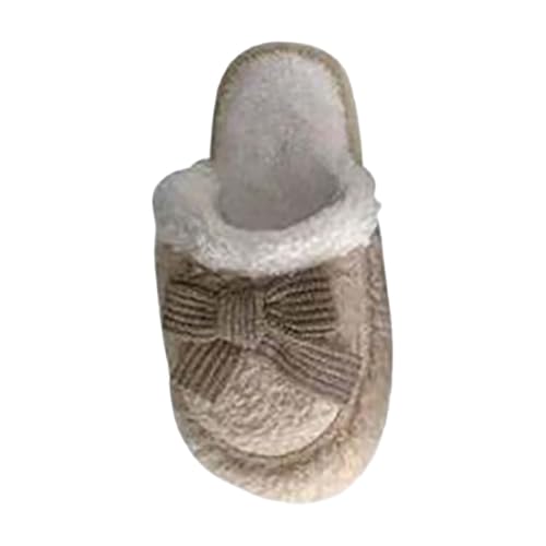 Hauspantoffeln Damen Plüsch - Vorne Geschlossene Hausschuhe Damen Süße Slippers Mit Schleife Hauspantoffeln Bequem Elegant Pantoletten Leicht Hüttenschuhe Weiche Sohle Baumwollhausschuhe von Generisch