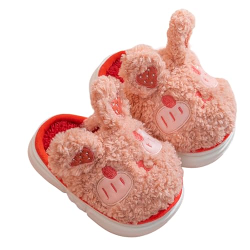 Hausschuh Kind Mädchen Mädchen Hausschuhe Winter Warme Flauschige Schuhe Für Kinder Gemütliche Bequeme Weiche Kleinkinder Hausschuhe Mit Niedlichem Kaninchen Und Erdbeere Hausschuhe (24 Toddler) von Generisch