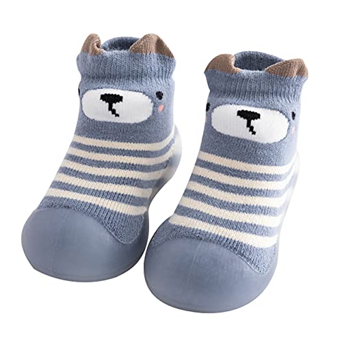 Hausschuhe Blau Kinder Kleinkind Baby Jungen Solide Warm Stricken Weiche Sohle Gummischuhe Socken Pantoffel Strumpf Weiche Schuhe Socke Hausschuh Jungen 35 (C-Blue, 24) von Generisch