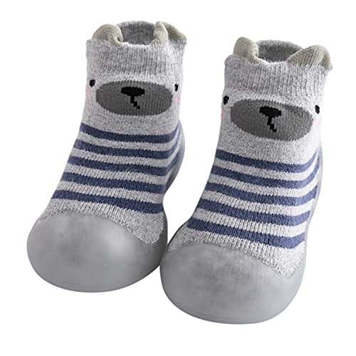 Hausschuhe Blau Kinder Kleinkind Baby Jungen Solide Warm Stricken Weiche Sohle Gummischuhe Socken Pantoffel Strumpf Weiche Schuhe Socke Hausschuh Jungen 35 (C-Grey, 24) von Generisch