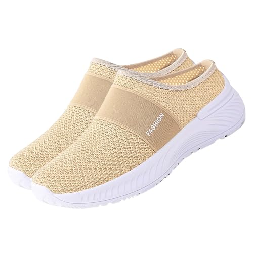 Hausschuhe Damen, Mesh Atmungsaktiv Hausschuhe, Vorne Geschlossen Pantoletten, Schlappen Hinten Offen Latschen Bequem Schuhe Weichen Sohlen Slippers Rutschfeste Pantolette Damenhausschuhe von Generisch