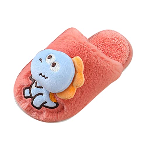 Hausschuhe Damen/Kinder Dinosaurier-Hausschuhe für , Jungen, Memory-Schaum, bequeme Hausschuhe, Kinder, Winter, warme Innenschuhe Babyschuhe 12 18 Monate Junge (Watermelon Red, 28 Little Child) von Generisch