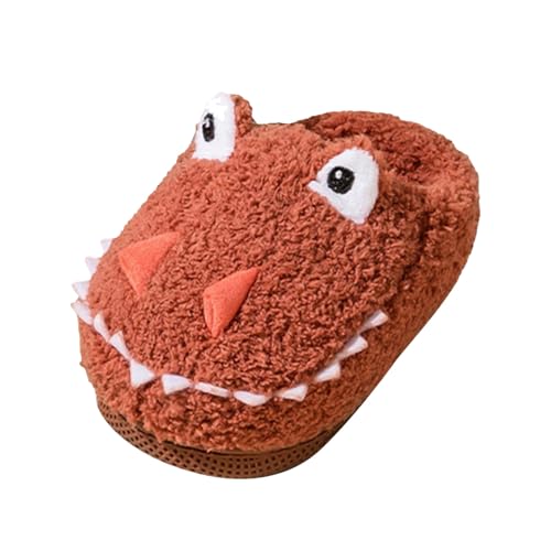 Hausschuhe Damen/Kinder Modische, süße Hausschuhe für Herbst und Winter für Jungen und Mädchen mit flachem Boden, leicht, weich und bequem, warm, einfarbig, Cartoon-Tierform Jungs (Orange, 23 Toddler) von Generisch