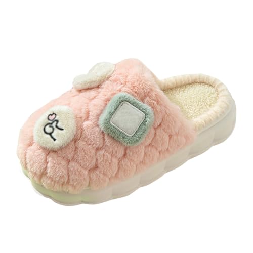 Hausschuhe Damen/Kinder Paare Winter Indoor Hause rutschfeste warme Baumwolle Hausschuhe für Männer Frauen quadratische Baumwolle Drag Schuhe Gelb Damen 39 (37) von Generisch