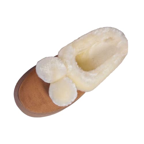 Hausschuhe Damen/Kinder Winter Damen-Hausschuhe zum Hineinschlüpfen mit dicker Sohle, kuschelige, mit Fleece gefütterte Schuhe für Komfort drinnen und draußen, für den Winter Laufschuhe (Brown, 39) von Generisch