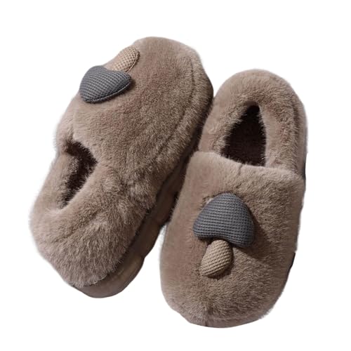 Hausschuhe Damen/Kinder Winter Hausschuhe für Damen Herren, Memory Foam, Retro, weicher Plüsch, warme Schlupfschuhe, Weihnachtspantoffeln, süß, kariert, Senioren Schuhe Mit (Coffee, 45) von Generisch