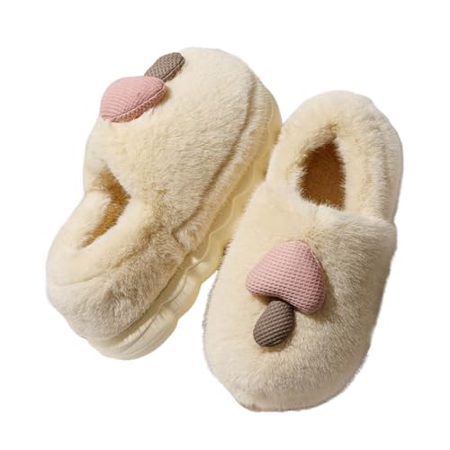 Hausschuhe Damen/Kinder Winter Hausschuhe für Damen Herren, Memory Foam, Retro, weicher Plüsch, warme Schlupfschuhe, Weihnachtspantoffeln, süß, kariert, Senioren Schuhe Mit (Yellow, 37) von Generisch