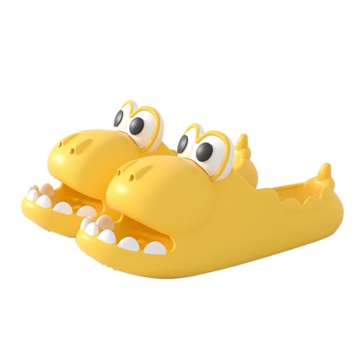 Hausschuhe Damen Dino-Hausschuhe Dinosaurier-Hausschuhe Sommer lustiges Tier Strand Badezimmer Rutschfest Weich Und Bequem Innen Und Außen Niedlich Cartoon Damen Flach Pantoletten Damenschuhe von Generisch