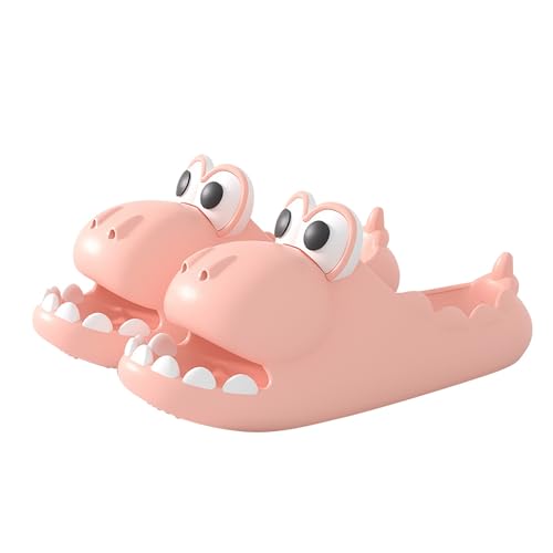 Hausschuhe Damen Dino-Hausschuhe Dinosaurier-Hausschuhe Sommer lustiges Tier Strand Badezimmer Rutschfest Weich Und Bequem Innen Und Außen Niedlich Cartoon Damen Flach Pantoletten Damenschuhe von Generisch