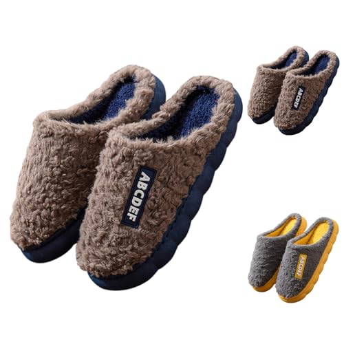 Hausschuhe Damen Filz Feste Sohle Winter Hausschuhe Damen Warm Winterhausschuhe Warm Feste Plüschhausschuhe Flauschig Kuschelhausschuhe Comfy Pantoletten Elegante Baumwollschuhe Thermo Latschen von Generisch