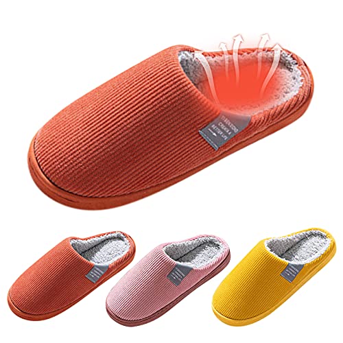 Hausschuhe Damen Filz Geschlossen Plüsch Pantoffeln Damen Winterhausschuhe Thermo Filzhausschuhe Flauschig Baumwollschuhe rutschfeste Hausschlappen Breite Füße Filzpantoffeln Leicht von Generisch