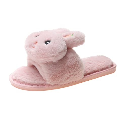 Hausschuhe Damen Filz Offen Hausschuhes Damen Plüsch Rosa Warm Gefüttert Winterschuhe Hasenohren Pantoletten Slip On Filzhausschuhe Freizeit Filzpantoffeln Minimalist Hausschuhe Plüsch von Generisch