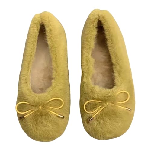 Hausschuhe Damen Flauschig Winter - Pantoffeln Damen Plüsch Mit Schleife Pantoletten Süße Schlappen Bequem Hausschlappen Haushaltsschuhe Warme Bodenschuhe Elegant Winterhausschuhe Heimschuhe von Generisch