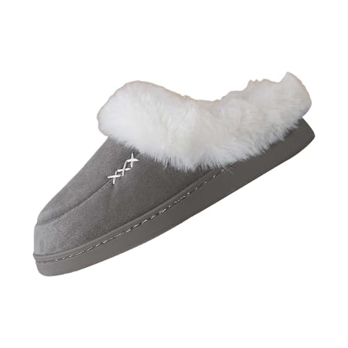 Hausschuhe Damen Geschlossen Hausschuhes Damen Plüsch Lustig Warm Gefüttert Winterschuhe Mit Plateau Pantoletten Slip On Filzhausschuhe Freizeit Filzpantoffeln Minimalist Hausschuhe Plüsch von Generisch