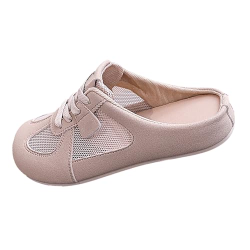 Hausschuhe Damen Geschlossene Slippers Mesh Leder Pantoletten Plateau Sandalen Atmungsaktive Bequeme Walkingschuhe Leicht Schlupfschuhe rutschfest Sommerschuhe Schlappen Weich Komfort Freizeitschuhe von Generisch