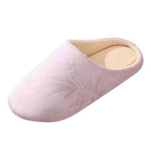 Hausschuhe Damen Herbst Winter Flach Sohle Filzpantoffeln Kuschelige Pantoffeln FüR Das Schlafzimmer Home Slippers mit Rutschfeste Clothsohle Bequeme Hallenschuhe Memory Foam Reise Hausschuhe von Generisch