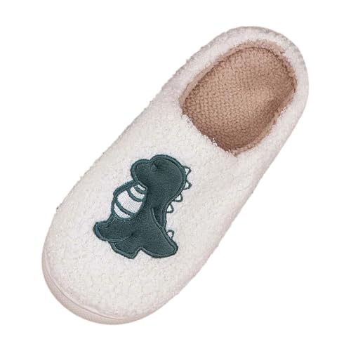 Hausschuhe Damen Herren Hausschuhe für Damen Herren für den Innenbereich, Cartoon-Dinosaurier-Schuhe mit weicher Sohle, warmes gemütliches Design für den Heimgebrauch Herren Schuhe Japan (White, 42) von Generisch