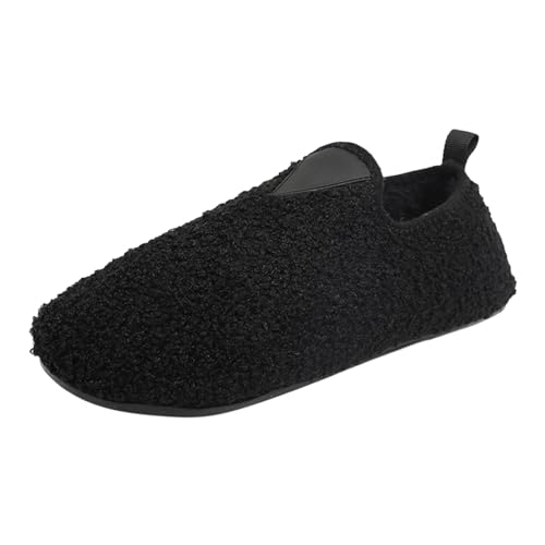 Hausschuhe Damen Herren Männer Damen Paare Winter einfarbig Home Indoor Baumwolle Hausschuhe weichen Boden Paket mit verdickten samt warmen Hausschuhen Schuhe Damen Wasserdicht Halbschuhe (Black, 41) von Generisch