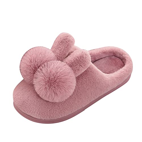 Hausschuhe Damen Herren Paare Frauen Slip On Furry Flat Home Winter Round Toe Hält Warm Cartoon Rabbit Ear Slippers Schuhe Damen Schuhe Gelb 36 (37) von Generisch