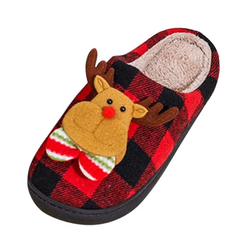 Hausschuhe Damen Herren Weihnachten Baumwolle Hausschuhe Winter Warme Paare Dicke Sohle Weiche Sohle Schuhe Verdickte Slip Hausschuhe Für Männer Frauen Schuhe Damen Schwarz Schleife (Gold, 43) von Generisch