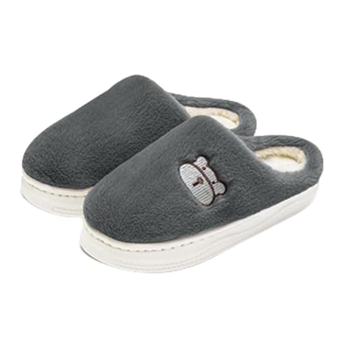 Hausschuhe Damen Herren Weihnachts- Geschlossene Zehenpartie Flache Unterseite Warme Hausschuhe Damen Schuhe 39 Mit Absatz (Dark Gray, 43) von Generisch