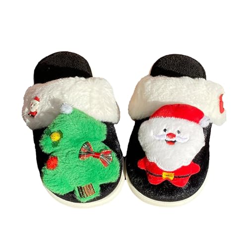 Hausschuhe Damen Herren Weihnachts- Geschlossene Zehenpartie Flache Unterseite Warme Hausschuhe Damen Schuhe Stiefeletten Mit Absatz (Black, 39) von Generisch