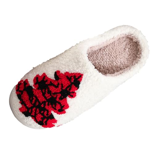 Hausschuhe Damen Herren Weihnachtsbaum-Baumwollhausschuhe Winter warme Paare Dicke Sohle weiche Sohle Schuhe verdickte -Rutsch-Hausschuhe für Männer Frauen Damen Socken Schuhe Ohne (Red, 41) von Generisch