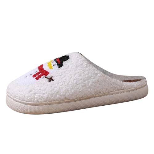 Hausschuhe Damen Herren Winter Cartoon Bestickt Weihnachten Schneemann Paar Männer Frauen Gemütliche Hausschuhe Hallux Schuhe Damen Sneaker (White, 39) von Generisch