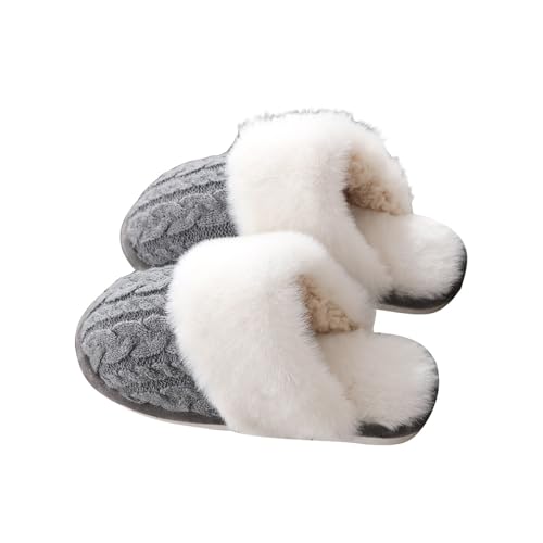 Hausschuhe Damen Herren Winter Flache Plüsch Pantoffeln rutschfeste Unisex Warm Hausschlappen Filzpantoffeln Filzhausschuhe Frauen Clogs Slipper Gästehausschuhe Outdoor Indoor von Generisch
