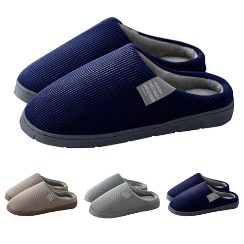 Hausschuhe Damen Herren Winter Waschbar Orthopädische Pantoffeln Bequeme Hallenschuhe Slip on Filzpantoffeln Rutschfeste Slippers Warmem Plüschfutter geschlossene hausschuhe damen Dunkelblau 41 von Generisch