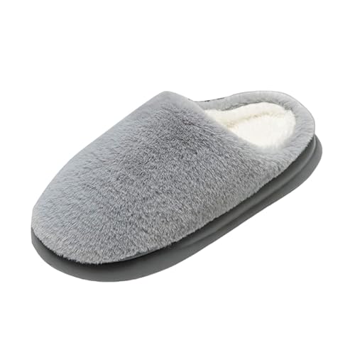 Hausschuhe Damen Herren Winter Weite Passform Plüsch Pantoffeln Warme Gefüttert Schlappen Fleece Filzpantoffeln Liebespaar Home Slippers mit Rutschfeste Weiche Sohle Gepolstert Hauspantoffeln von Generisch