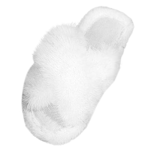 Hausschuhe Damen - Offene Zehen Luftig Plüsch Schuhe Rutschfeste Winterliche Slipper Band Filzpantoffeln Frauen Flache Filzhausschuhe Für Innen Außen Weiß 41 von Generisch