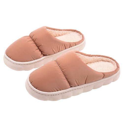 Hausschuhe Damen Pantoletten Filz, Damen Pantoffeln Winter 42 Fleece Gefüttert Baumwollschuhe Fuzzy Bequem Slippers Große Größe Schlupfschuhe Casual Hausschlappen Flauschiges Outdoorschuhe von Generisch