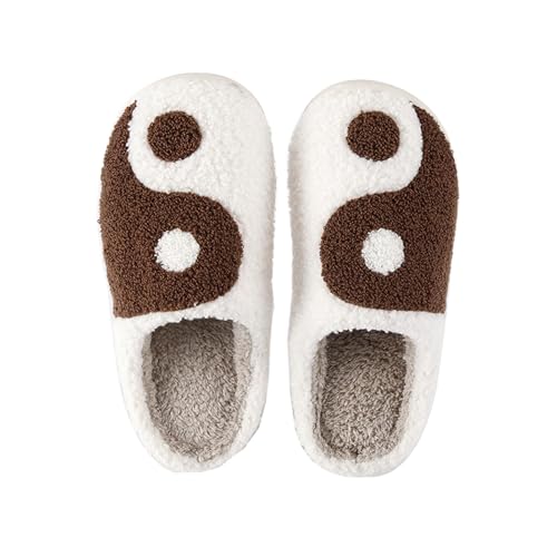 Hausschuhe Damen Pantoletten Für Winter - Pantoffeln Damen Winter Teddy-Fleece Hauspantoffeln Feste Sohle Winterpantoffeln Rutschfest Gästehausschuhe Hüttenschuhe Baumwollhausschuhe Unisex Slipper von Generisch