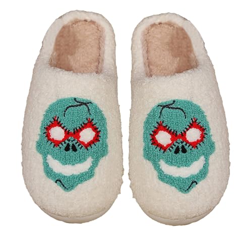 Hausschuhe Damen Plüsch Lustig - Winter Pantoffeln Herren Halloween Hausschlappen Unisex Slippers Paare Hauspantoffeln Bequem Heimschuhe Slip-On Filzpantoffeln Baumwolle Hüttenschuhe von Generisch