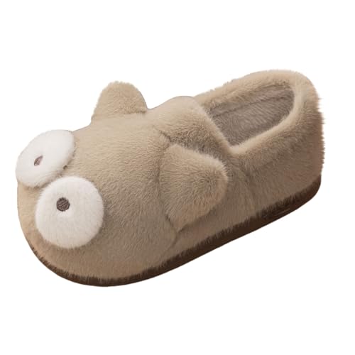 Hausschuhe Damen Plüsch Pantoffeln Winter warme Hüttenschuhe Flache Hausschuhe Fluffy Slippers Liebespaar lauschig Gästepantoffeln Haushaltsschuhe Schlupfschuhe von Generisch