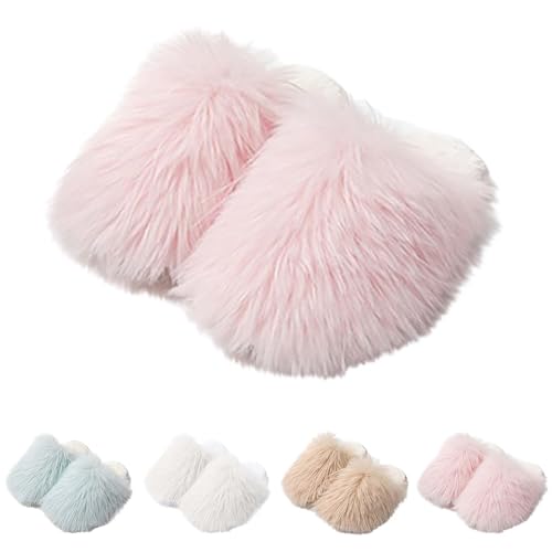 Hausschuhe Damen Plüsch Rosa Geschlossene Hausschuhe-Damen Filz Plüschhausschuhe Flauschige Plüsch-Pantoffeln Weiche Filzhausschuhe Aesthetic Winterhausschuhe Thermo Hauspantoffeln Elegant Slippers von Generisch