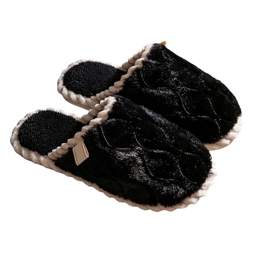 Hausschuhe Damen Plüsch Rosa Hausschuhes Damen Geschlossen Winterschuhe Flach Pantoffeln Wame Hauspantoffeln Slip On Filzhausschuhe Einfarbig Schlappen Freizeit Filzpantoffeln von Generisch