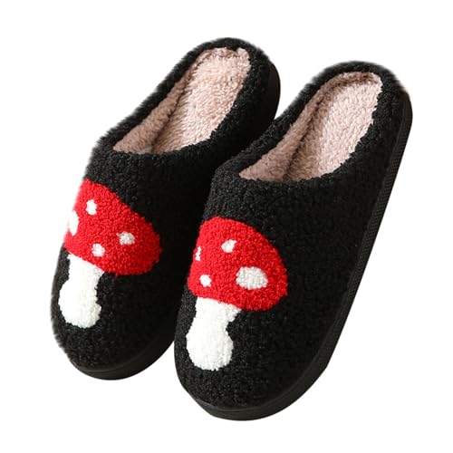Hausschuhe Damen Plüsch Süß - Hüttenschuhe Damen Wolle Unisex Slippers Paare Haushaltsschuhe Teddy-Fleece Heimschuhe Lustige Hauspantoffeln Graffiti-Druck Baumwollhausschuhe Winterschuhe von Generisch